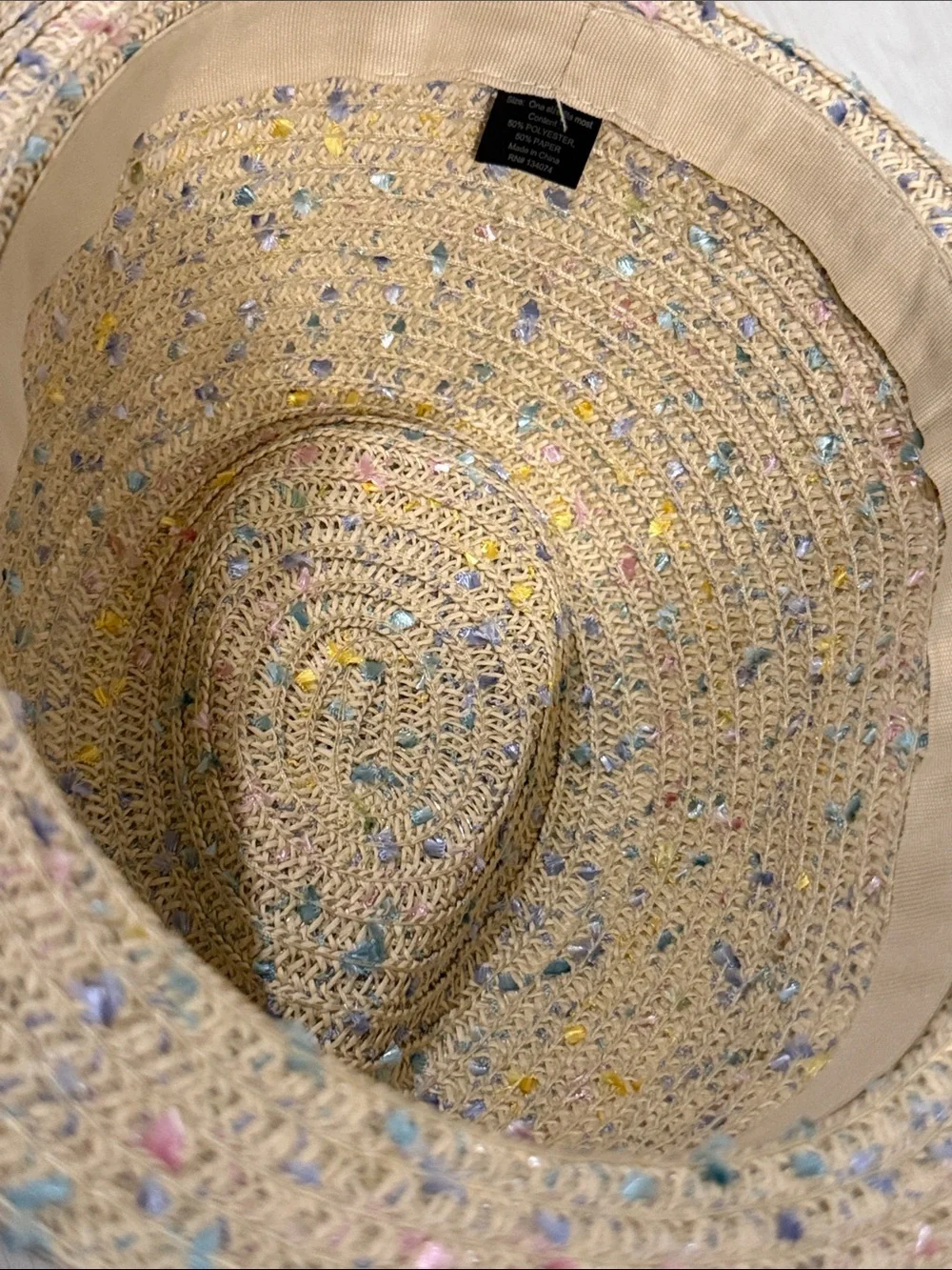 Neutral Straw Fedora Hat with Multicolor Speckle
